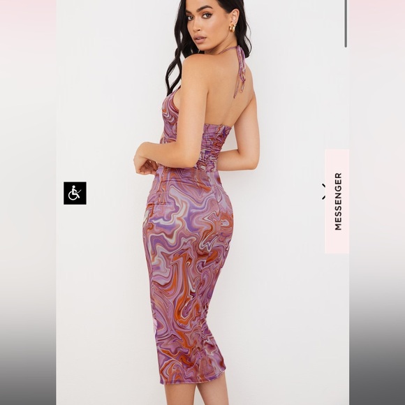 Multicolor Halter Cut-Out Dress - Picture 5 of 9